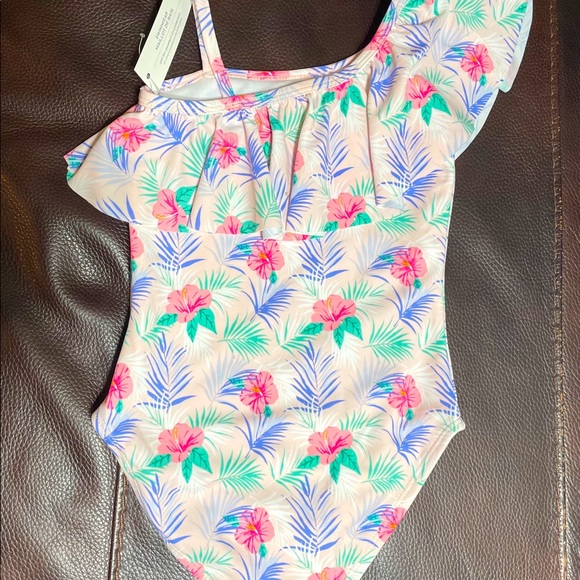 NWT Janie and Jack Girls Hibiscus Floral Swimsuit - Picture 2 of 3